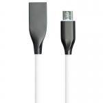 Кабель PowerPlant USB - microUSB, 2м, силикон, белый